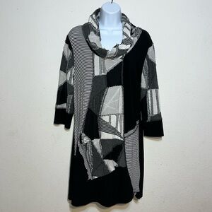 Lanalee Womens Black White Color Block Distressed Goth Witchy Dress Size Large